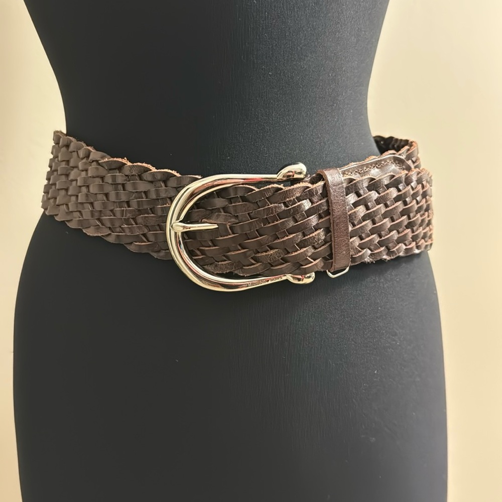 Michael Kors Leather Braided Belt with Silver Buckle - S - EUC